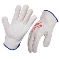 Large White Gloves: Riggers - Full Leather