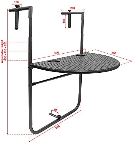 Circular Hanging Balcony Table - Height Adjustable