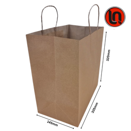 250 PCs Kraft Paper Carry Twist Handle Bags - 335mm x 145mm x 320mm - 100gsm - L&N GROUP